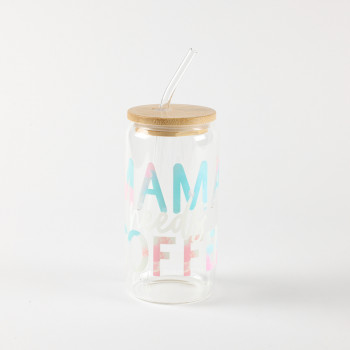 Be Cute Staklena čaša sa slamčicom, coffee 