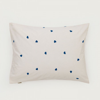 Stefan jastučnica bež sa plavim srcem, 60x80 