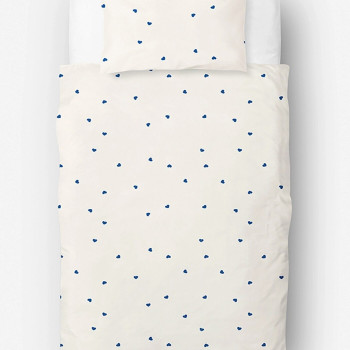 Stefan posteljina 2/1 bež sa plavim srcem, 200x200 