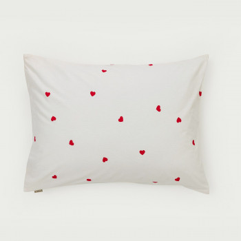 Stefan jastučnica bež sa crvenim srcem, 60x80 