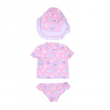 Lillo&Pippo jednodelni kupaći + kapa, devojčice 