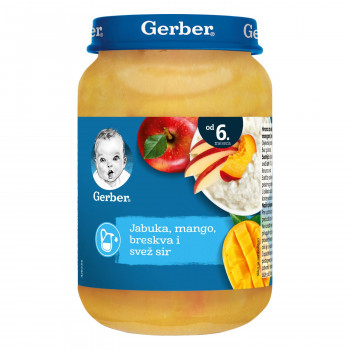 Gerber kašica Jabuka, mango, breskva,svež sir 190g 