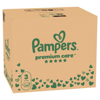 Pampers pelene prem.care monthly S3 6-10kg 216kom 