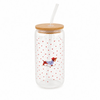 Be cute staklena čaša jazavičar plavi 500ml