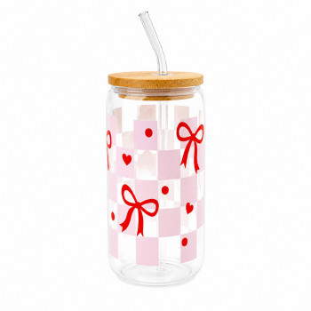 Be cute staklena čaša sa mašnicama 500ml