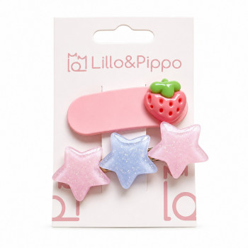Lillo&Pippo šnalice za kosu 2/1 jagoda 