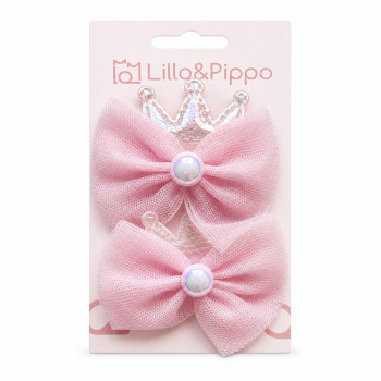 Lillo&Pippo šnalice za kosu  2/1 kruna sa mašnom 