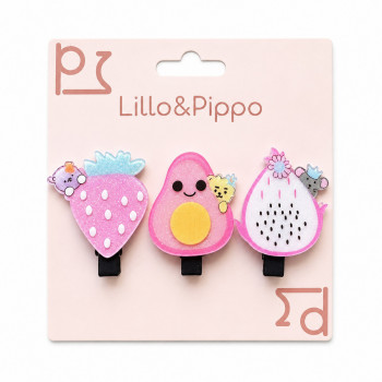 Lillo&Pippo šnalice za kosu 3/1 voćkice