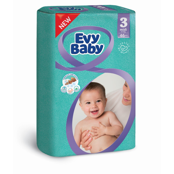 Evy baby pelene twin pack 3 midi 5-9kg 46 kom 