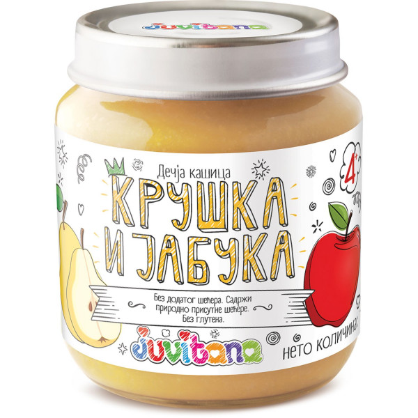 Juvitana kašica kruška i jabuka 128g 