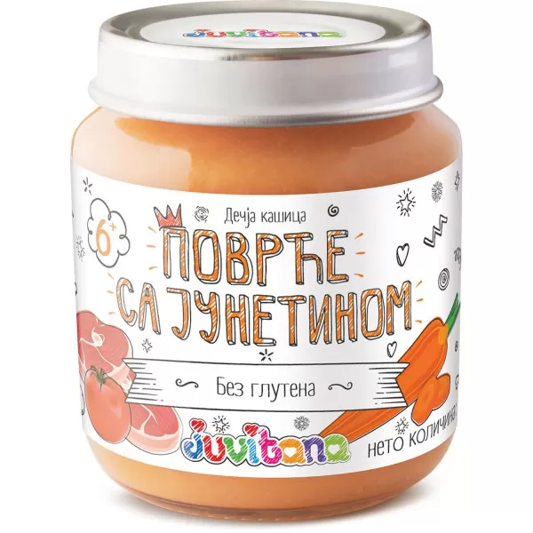 Juvitana kašica povrće sa junetinom 128g 
