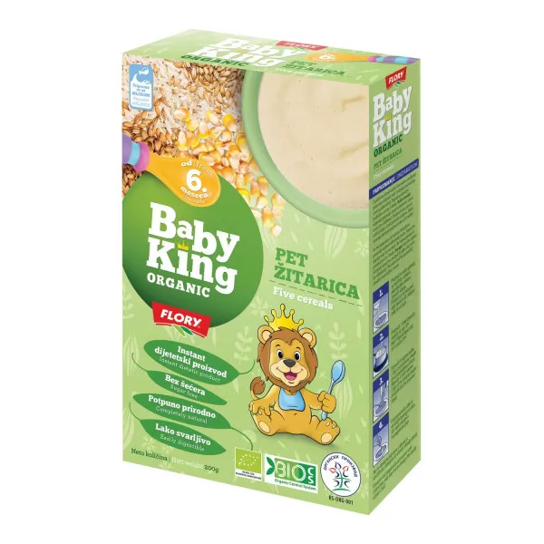 Baby king instant kaša 5 žitarica organic 200g 