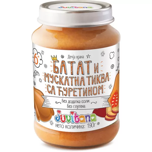 Juvitana kašica batat, mus. tikva i ćuretina 190g 