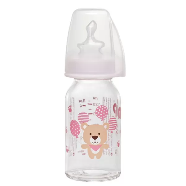Nip flašica staklena 125ml sil. cucla za čaj 0m+