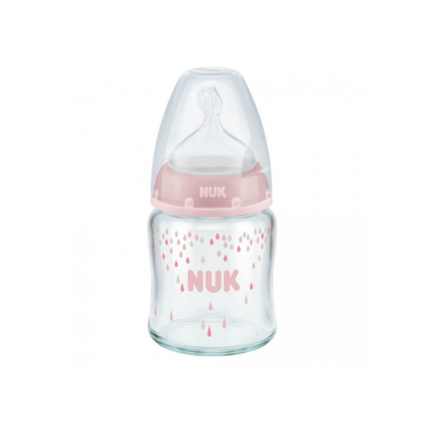 Nuk FC plus staklena flašica, silikon 120ml, 0-6m