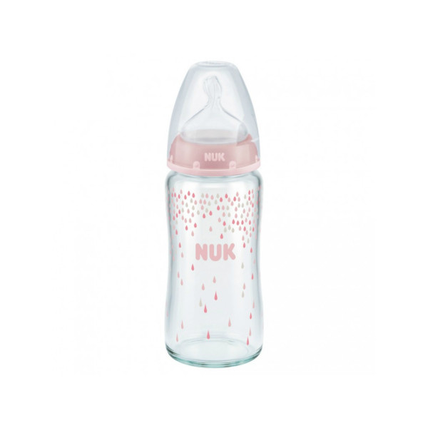 Nuk FC plus staklena flašica, silikon 240ml, 0-6m 