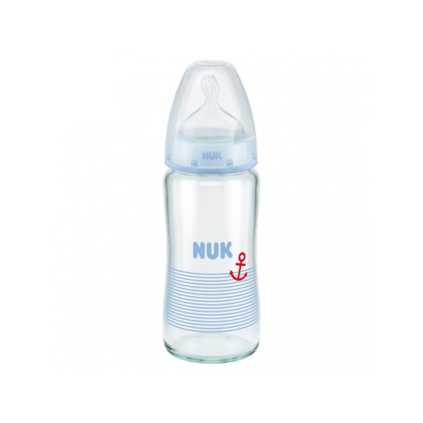 Nuk FC plus staklena flašica, silikon 240ml, 0-6m
