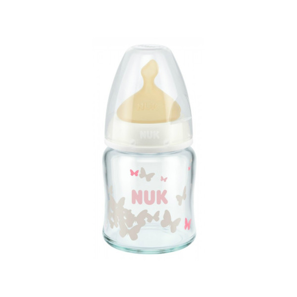 Nuk FC plus staklena flašica, kaučuk 120ml, 0-6m 