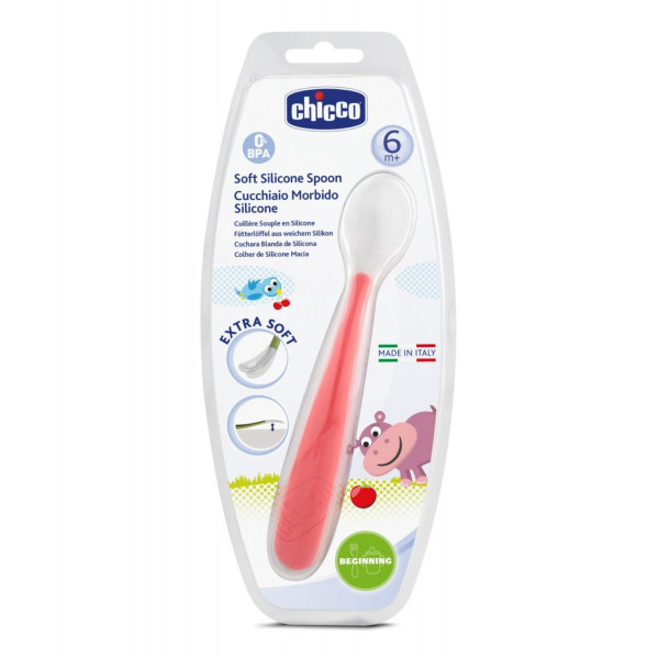 Chicco mekana silikonska kašika 6m+ crvena 