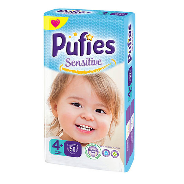 Pufies pelene sensitive MP 4+ maxi+ 9-16kg 50kom 