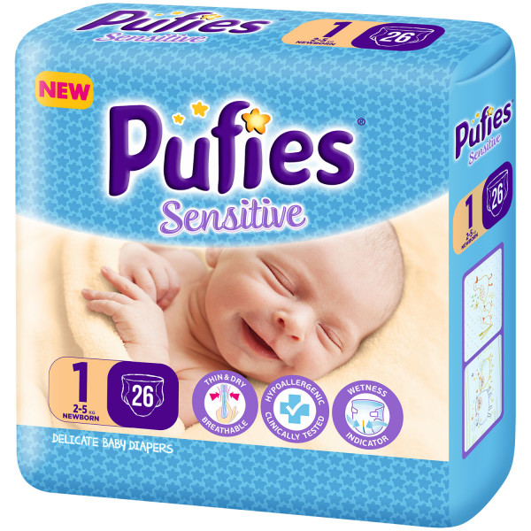 Pufies pelene mp sensitve newborn 2-5kg 26kom 