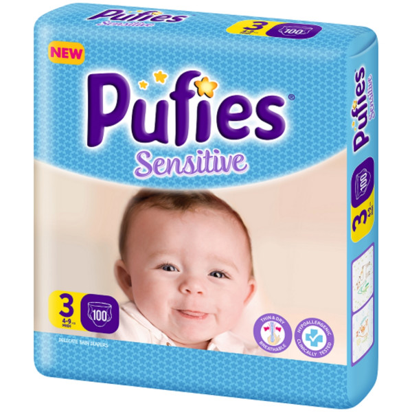 Pufies pelene sensitiv BP 3 midi 4-9kg 104kom 