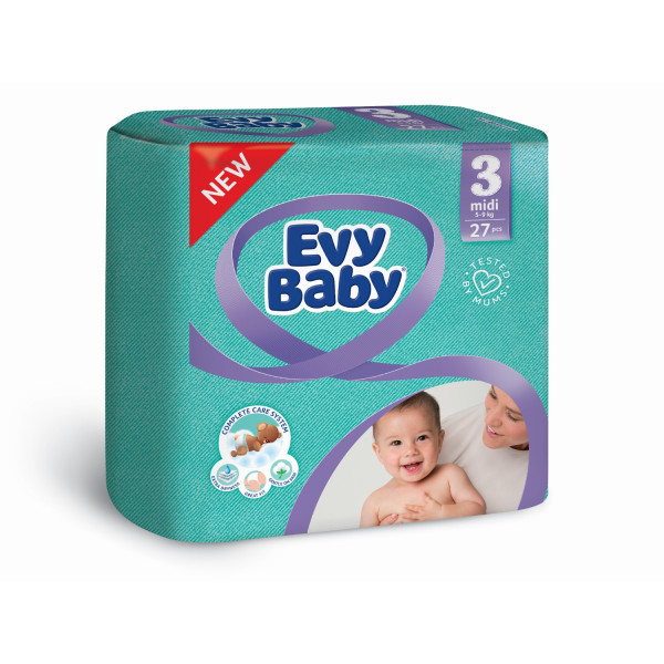 Evy baby pelene standard 3 midi 5-9 kg 27kom 