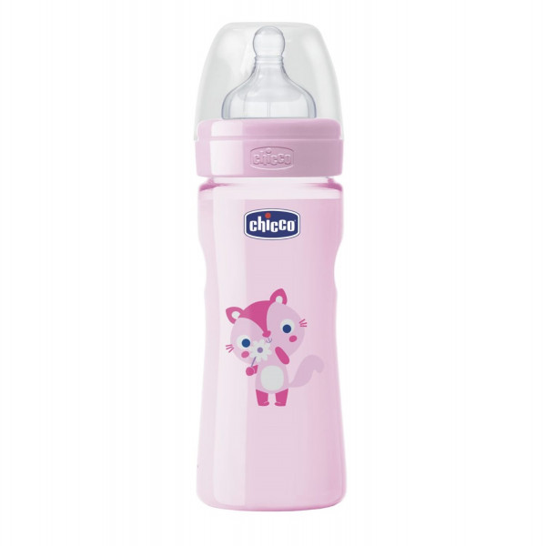 Chicco PP flašica Giotto 250 ml sil. devojčice 2m+ 