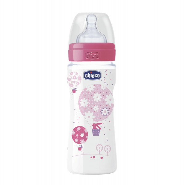 Chicco PP flašica Giotto 330ml sil. devojčice 4m+ 