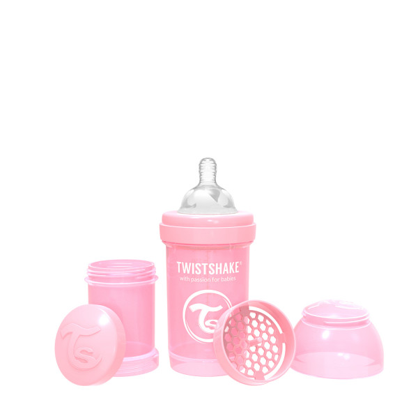 TS flašica anti-colic 180ml pastelna roze 