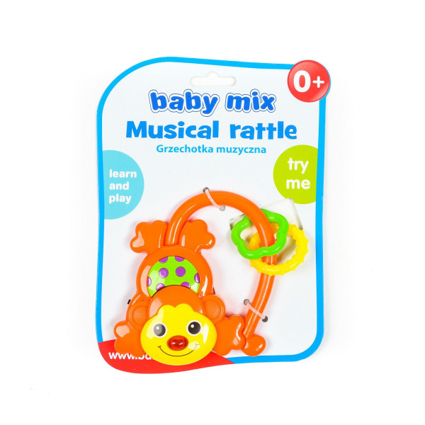 Baby Mix zvečka muzička Majmun-narandžasta