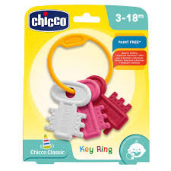 Chicco zvečka glodalica Privezak za ključeve roze