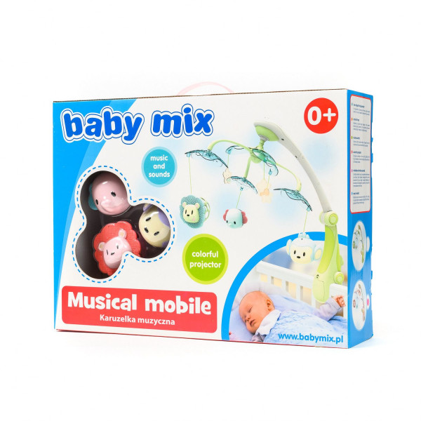 Baby Mix muzicka vrteška vesele životinjice roze 