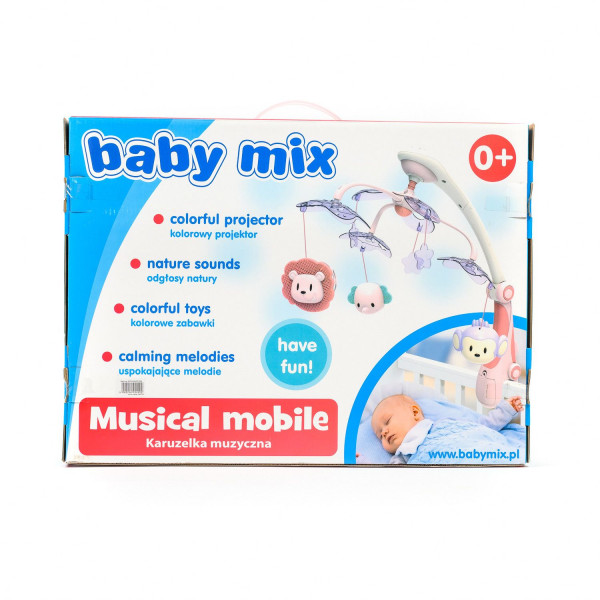 Baby Mix muzicka vrteška vesele životinjice roze 