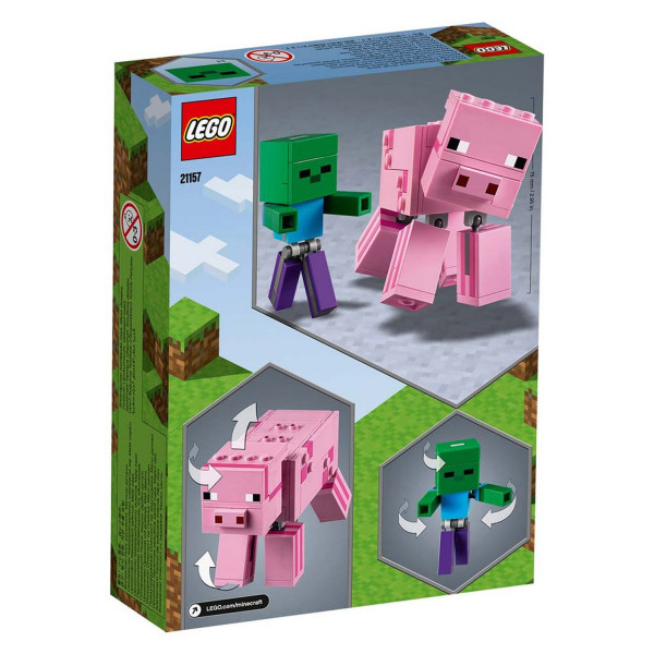 Lego Minecraft bigfig pig with baby zombie 