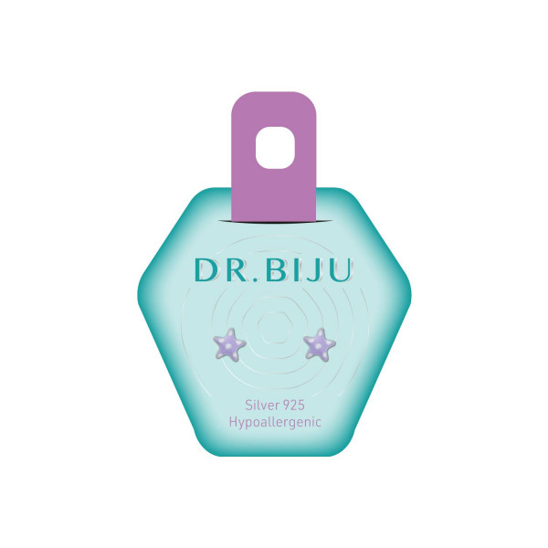 Dr.Biju minđuše 6.0mm lila zvezdica DST60S005