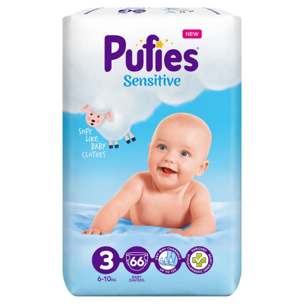 Pufies pelene sensitive MP 3 mini 6-10kg 66 kom 