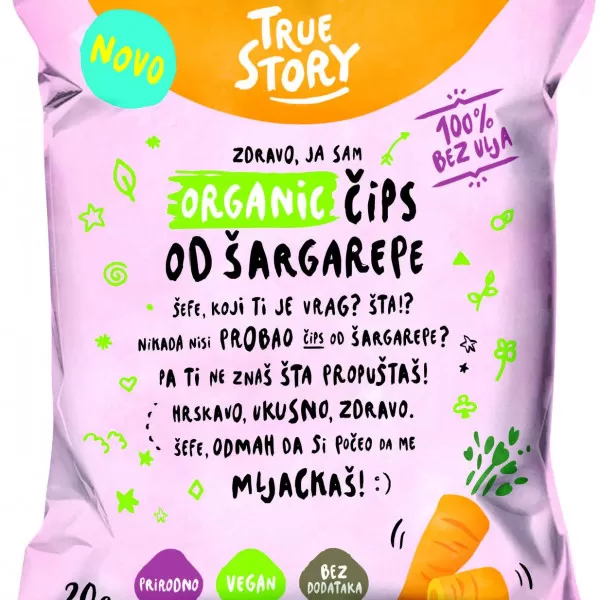 True story organik čips od šargarepe 20g 