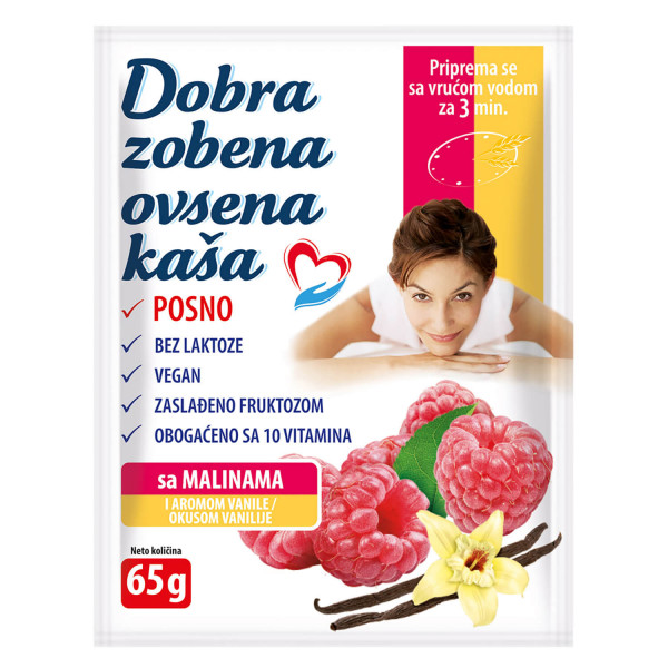 Dobra zobena ovsena kaša malina i vanila 65g 