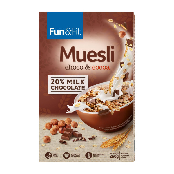 Fun&fit musli čoko+kakao 250g 