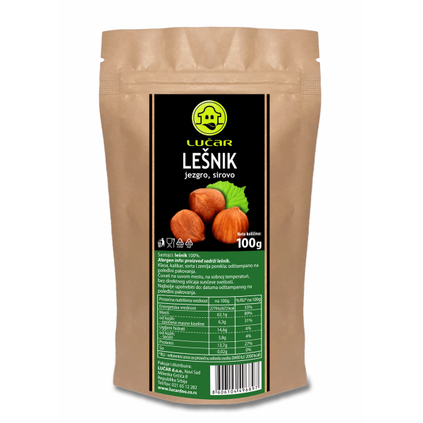 Lučar lešnik jezgro sirovo 100g 