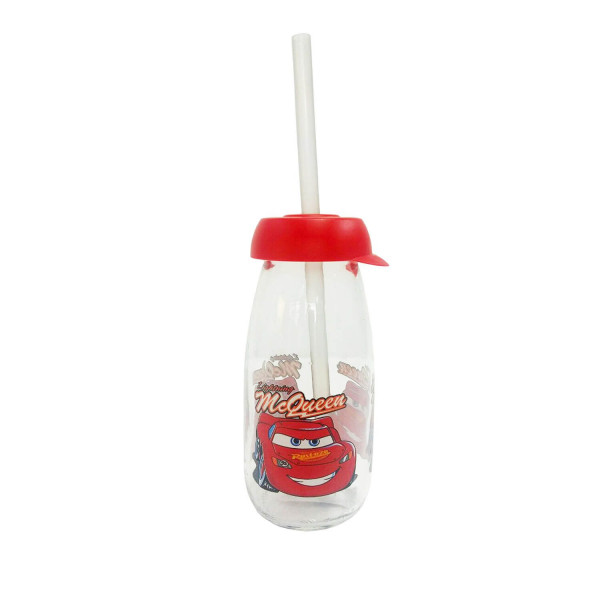 Disney flaša staklena sa slamčicom 500ml