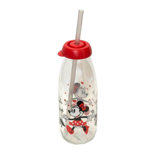 Disney flaša staklena sa slamčicom 500ml
