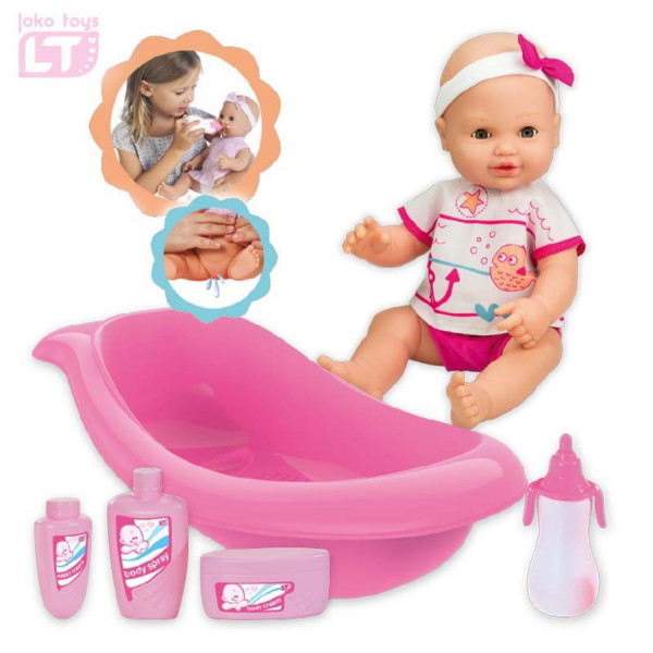 Loko toys, set - lutka beba spremna za kupanje