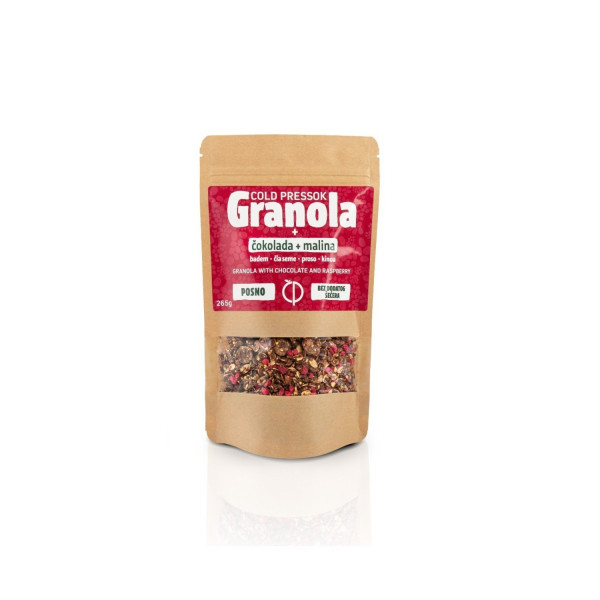 Cold pressok granola čokolada malina 260g 