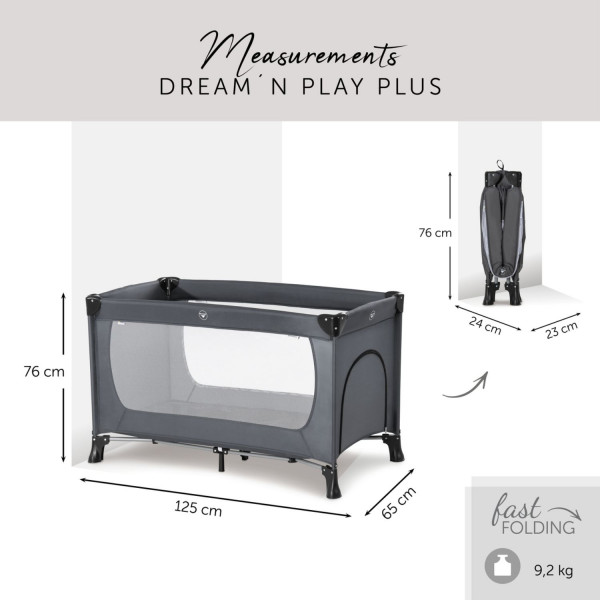 Hauck prenosivi krevetac Dream n play Plus, Grey