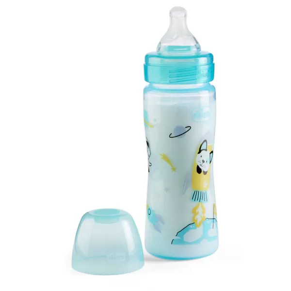 Chicco WB plastična flašica 330ml, silikon, plava