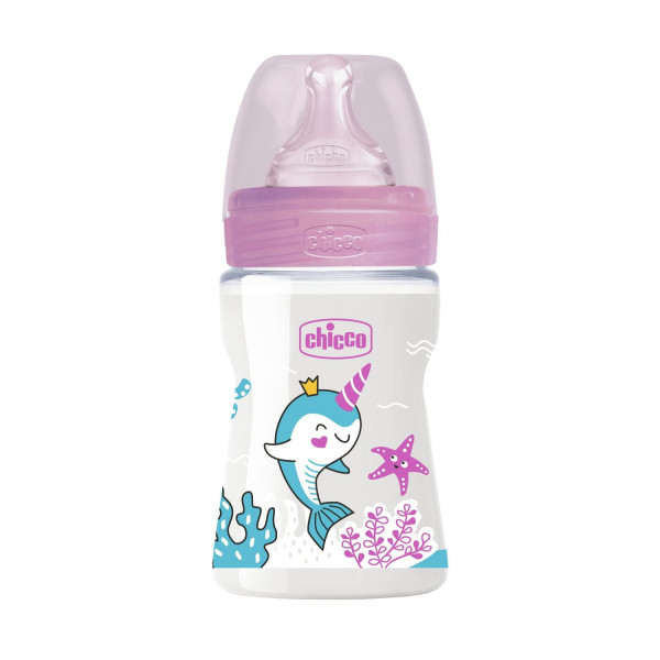 Chicco WB plastična flašica 150ml, silikon, roze