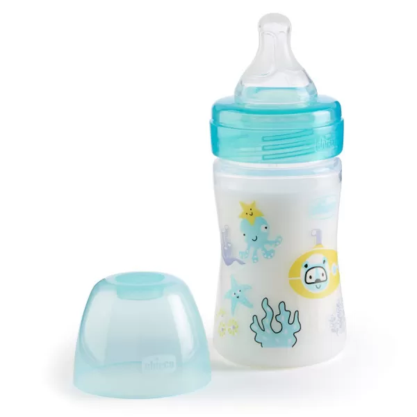 Chicco WB plastična flašica 150ml, silikon, plava