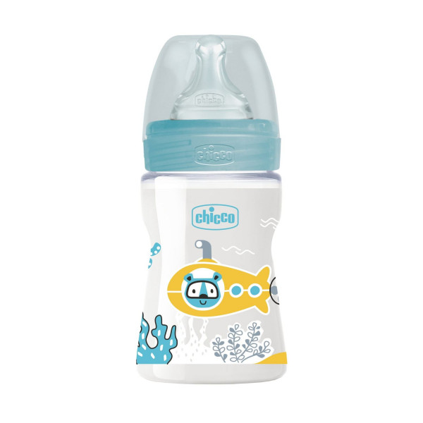 Chicco WB plastična flašica 150ml, silikon, plava 